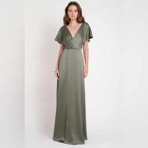 Jenny Yoo Raya Luxe Satin Moss floor length gown bridesmaid dress